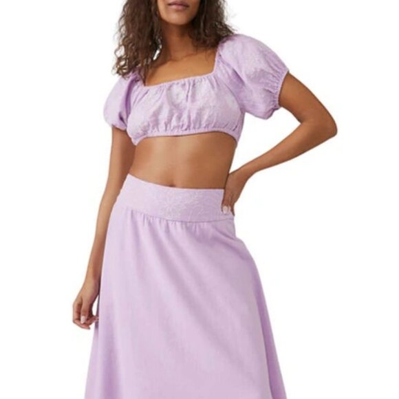 new Free People 2-PIECE Lotus Maxi Skirt AND Top Set 100% COTTON 252 - Picture 5 of 9